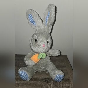 Animal Adventure Gray Bunny Rabbit Plush Orange Carrot 14" Stuffed Animal.